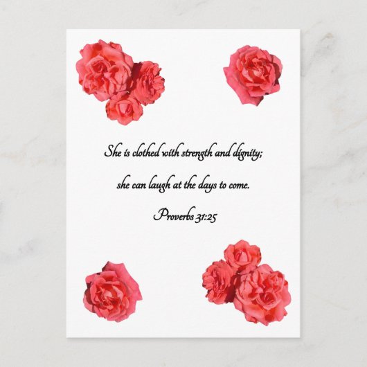Rote Rose Frame Custom Bible Verse Sprichwörter 31 Postkarte (Vorderseite)