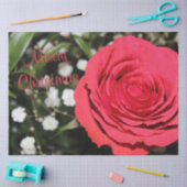 Rote Rose Frohe Weihnachtszettel Seidenpapier (Basteln)