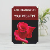 ROTE ROSE FUNERAL PRAYER CARDS, ROTE ROSE EINLADUNG (Stehend Vorderseite)