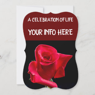 ROTE ROSE FUNERAL PRAYER CARDS, ROTE ROSE EINLADUNG