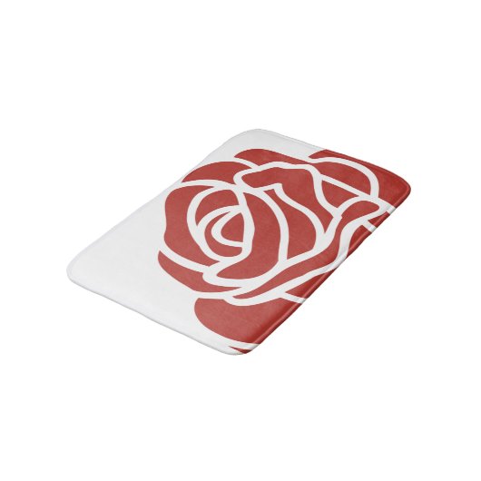 Rote Rose für Blumendesign-Single Badematte (Schrägansicht)