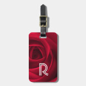Rote Rose für das benutzerdefinierte Monogramm-Gep Gepäckanhänger (Vorderseite vertikal)