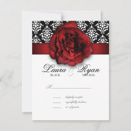 Rote Rose für die Hochzeitskarte RSVP Karte (Vorderseite)