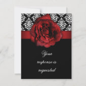 Rote Rose für die Hochzeitskarte RSVP Karte (Rückseite)