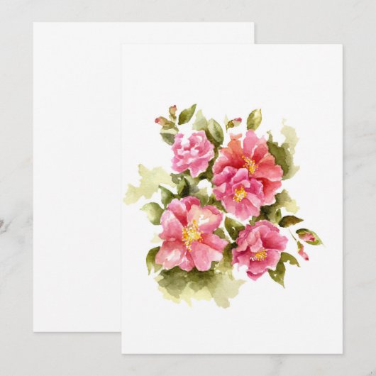 Rote Rose für Monogramm Dankeskarte (Vorne/Hinten)