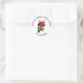 Rote Rose für personalisierte Hochzeitsticker Runder Aufkleber (Tasche)