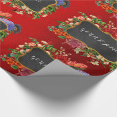 Rote Rose für Vintage Blumenbeere Personalisierte Geschenkpapier (Ecke)