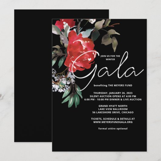 Rote Rose Gala Einladung (Vorne/Hinten)
