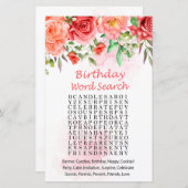 Rote Rose Geburtstag Word Search Game (Vorne/Hinten)
