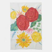 Rote Rose Gelbe Daisy Floral Geschirrtuch (Vertikal)