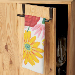 Rote Rose Gelbe Daisy Floral Geschirrtuch