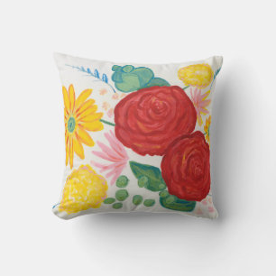 Rote Rose Gelbe Daisy Floral Kissen