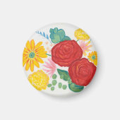 Rote Rose Gelbe Daisy Floral Magnet (Vorne)