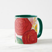 Rote Rose Gelbe Daisy Floral Tasse (VorderseiteRechts)
