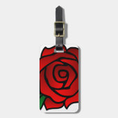 Rote Rose Gepäckanhänger mit Ledergurt (Vorderseite vertikal)