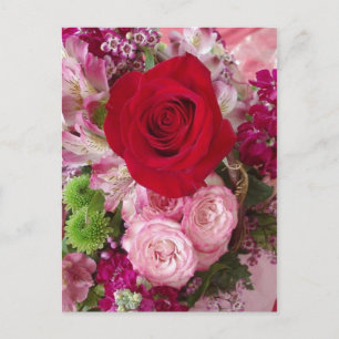 rote Rose Gerahmt mit verschiedenen Blume und Rose Postkarte
