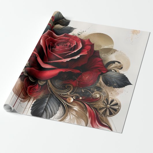 Rote Rose Geschenkpapier (Ungerollt)