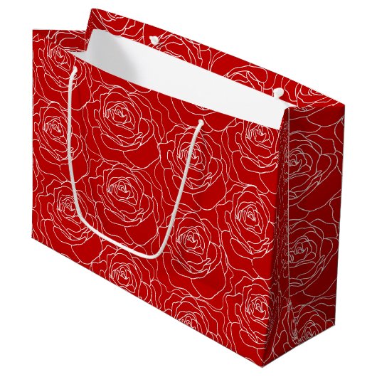 Rote Rose Geschenktasche (groß) Große Geschenktüte (Vorderseite Schrägansicht)