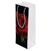 Rote Rose Geschenktüte Für Weinflaschen (Rückseite Schrägansicht)