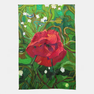 ROTE ROSE GESCHIRRTUCH