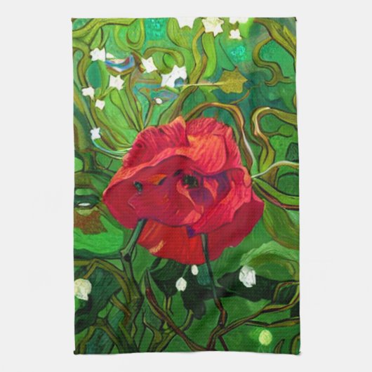 ROTE ROSE  GESCHIRRTUCH (Vertikal)