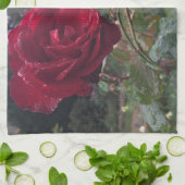 Rote Rose Geschirrtuch (Gefaltet)