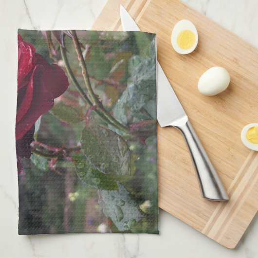 Rote Rose Geschirrtuch (Viertel Falte)