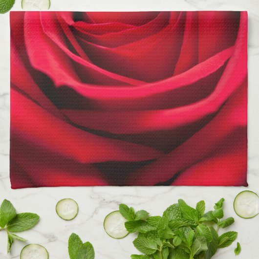 Rote Rose Geschirrtuch (Gefaltet)