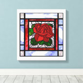 Rote Rose Gestaltetes Glas Art Deco Leinwanddruck (Insitu (Holzboden))