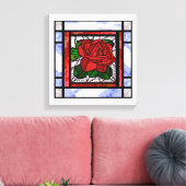 Rote Rose Gestaltetes Glas Art Deco Leinwanddruck (Insitu (Wohnzimmer))