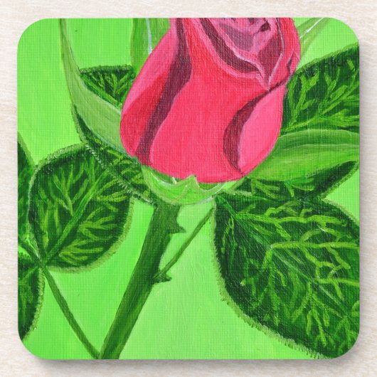 Rote Rose Getränkeuntersetzer (Vorderseite)