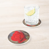 Rote Rose Getränkeuntersetzer (Seite)