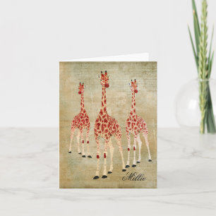 rote Rose Giraffen Personalisiert Notecard