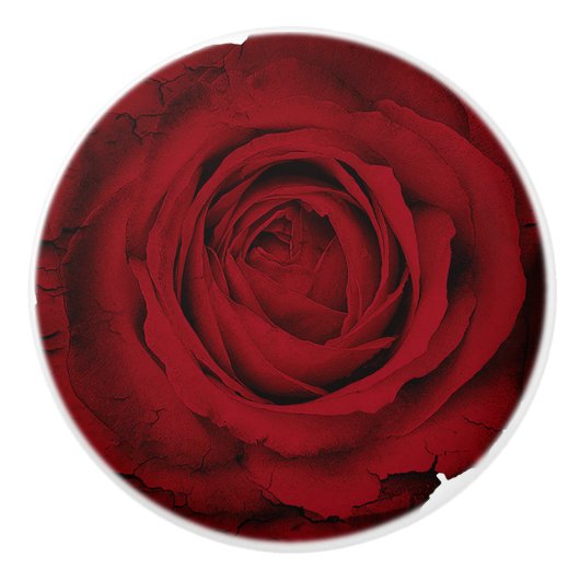 Rote Rose Glam Custom Dresser Cabinet Knobs Keramikknauf (Vorderseite)