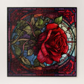 Rote Rose Glaspuzzle Puzzle (Horizontal)