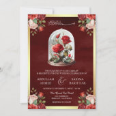 Rote Rose Glass Dome QR Code Maroon muslimische Ho Einladung (Vorderseite)