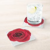 Rote Rose Glass Untersetzer (Schrägansicht)