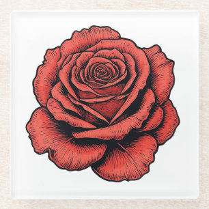 Rote Rose Glasuntersetzer