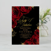 Rote Rose "Gold Foil" Folieneinladung (Stehend vorne)