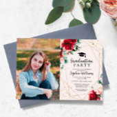 Rote Rose & Gold Foto Graduation Party Einladung