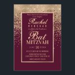 Rote Rose Gold Glitzer Confetti Foto Bat Mitzvah Einladung<br><div class="desc">Diese formale Bat Mitzvah Foto-Einladung wird durch die moderne und trendige Farbpalette inspiriert, die mit schicken und glamourösen Designstrukturen inmitten der Welt der Moderne und der Moderne eingebunden ist. Es ist elegante und hübsche Druck zeigt Imitate gedruckt funkelnd Gold Glitzer ombre Farbverlauf Konfetti mit einem goldenen Rahmen, um den Text...</div>