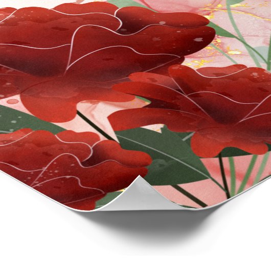 Rote Rose Gold Islamic Wedding Poster (Ecke)