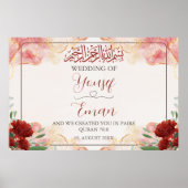 Rote Rose Gold Islamic Wedding Poster (Vorne)