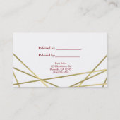 Rote Rose & Gold Lines Blumenglam Empfehlungskarte (Rückseite)