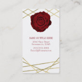 Rote Rose & Gold Lines Floral Geometric Glam Visitenkarte (Rückseite)
