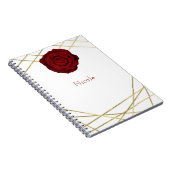 Rote Rose & Gold Lines Maßgeschneidertes geometris Notizblock (Rechte Seite)