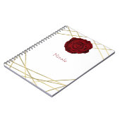 Rote Rose & Gold Lines Maßgeschneidertes geometris Notizblock (Linke Seite)