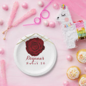 Rote Rose & Gold Linien Florenz Elegantes Party Pappteller (Party)