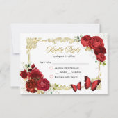 Rote Rose Gold Quinceañera RSVP-Karte RSVP Karte (Vorderseite)