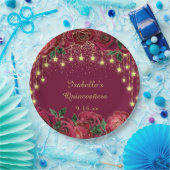 Rote Rose Gold Star String Light Stars Quinceañera Pappteller (Party)